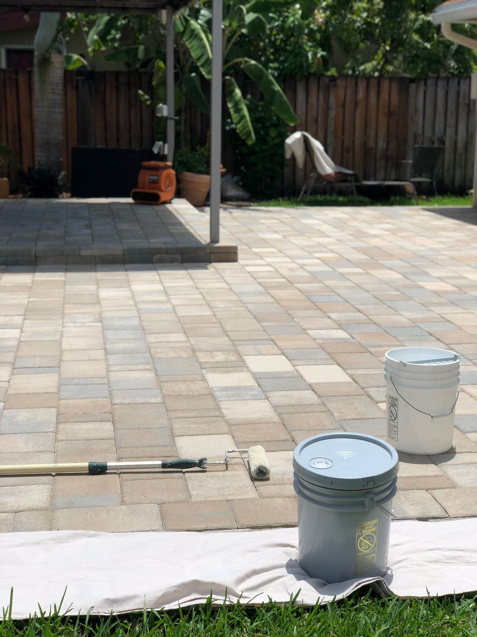 Wide view of a cleaned paver patio — Finesse Cleaning, South Florida