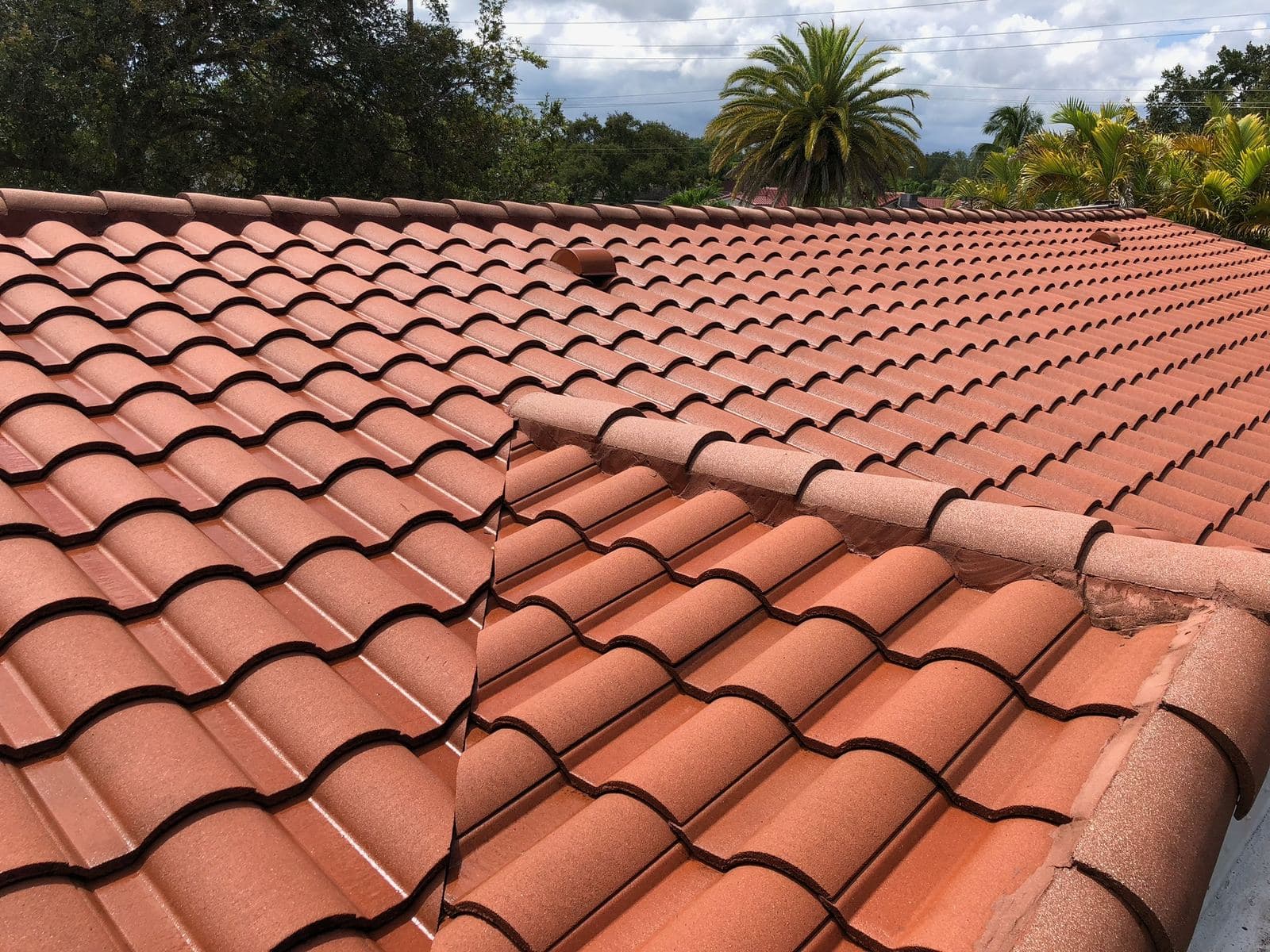 Clean tile roof close up — Finesse Cleaning, South Florida